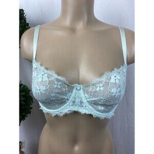 Victoria’s Secret Aqua Blue Dream Angel Push Up Unlined Underwire Lace Cup Bra